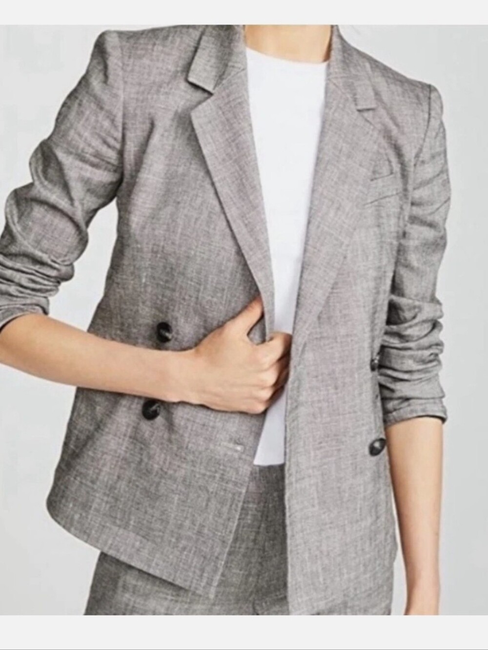 THEORY | US 2 Linen Double Breasted Blazer | heathered grey
